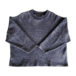 VTG 90s Y2K Roll Neck Sweater Mens Sz L Blue Slouchy Boxy Fisherman Indie Grunge